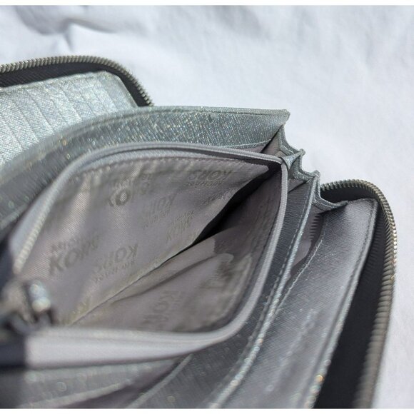 FINAL PRICE DROP Michael Kors Large Zip Around Wallet MK Signature Gray Silver - Picture 9 of 12